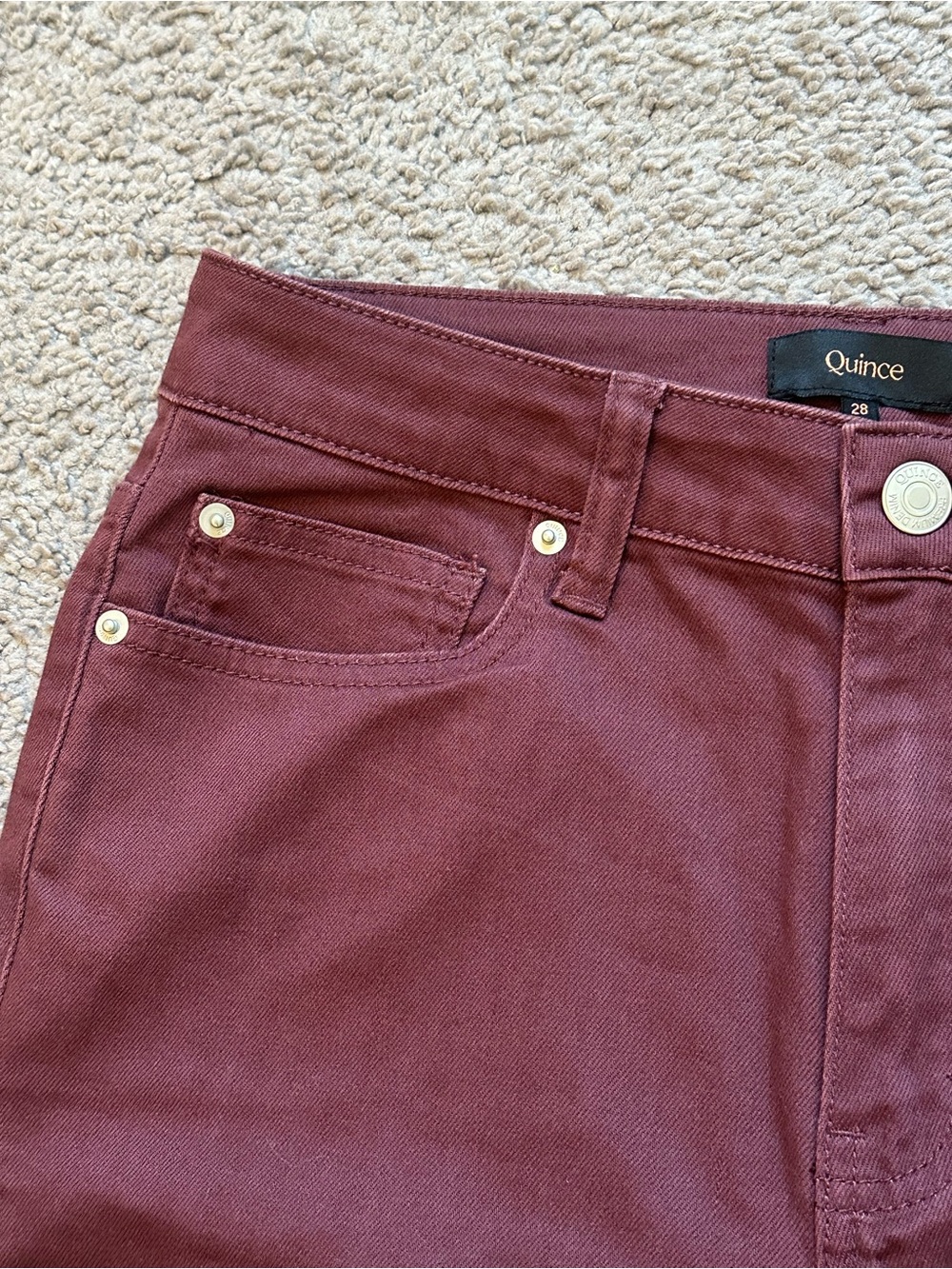 Quince Women’s Bella Stretch Straight Jeans Burgundy Wine 28 - Picture 5 of 8